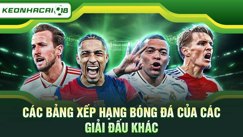 Các bảng xếp hạng bóng đá của các giải đấu khác