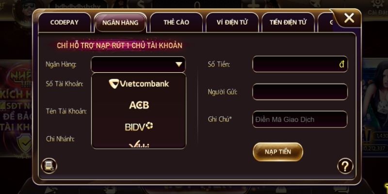 Hướng dẫn bet thủ nạp tiền nhanh chóng hiệu quả tại cổng game